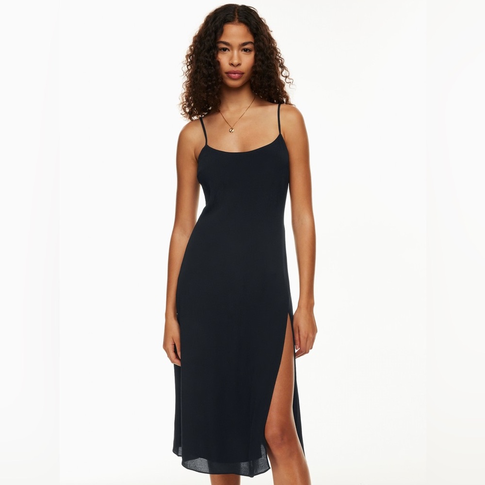Aritzia Affogato Black Midi Dress with Side Slit